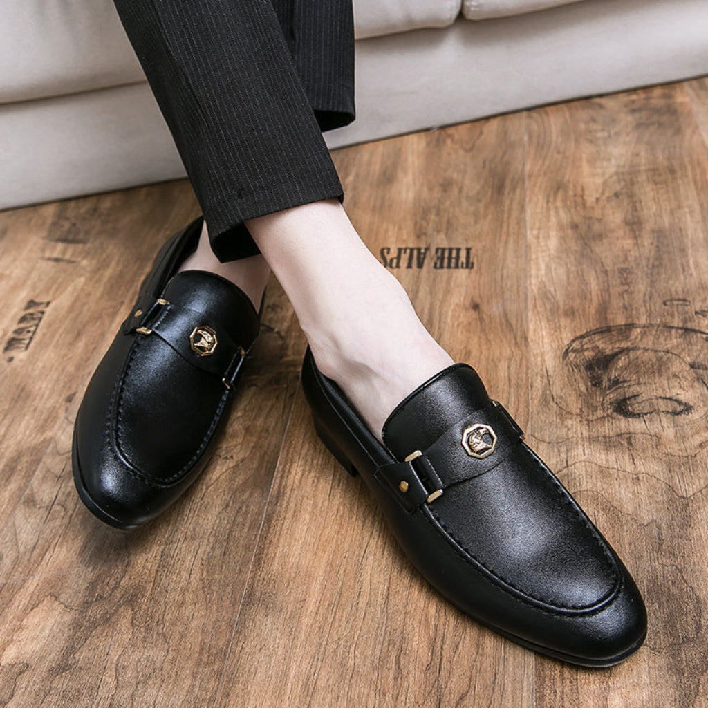 European And American Men's Metal-buckle Slip-on Shoes