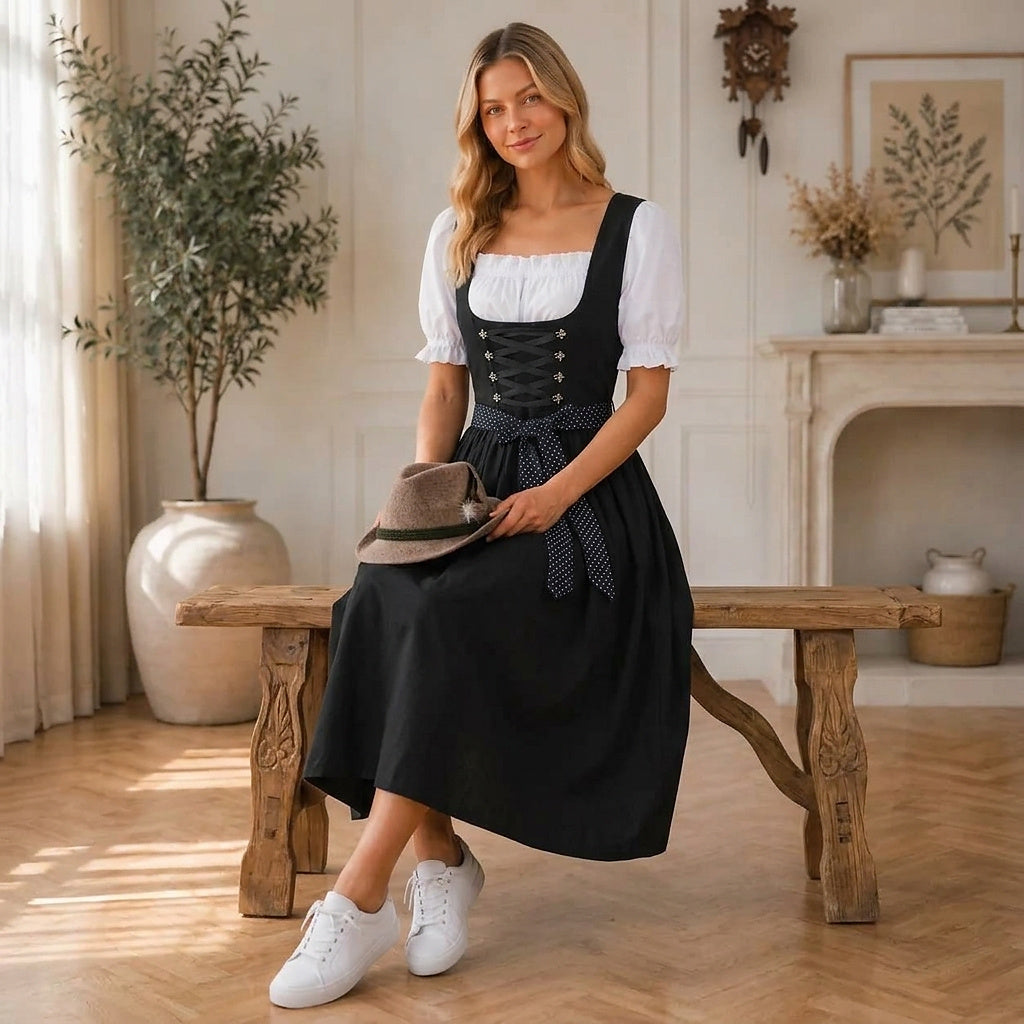 Midi-dirndl for damer med snøreliv
