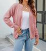 Solid Casual Kvinners Zip-Up Cardigan