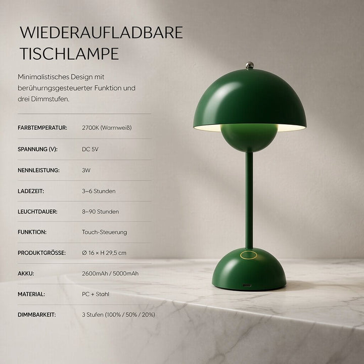 Designer bordlampe | LED-bordlampe | Nattlampe | Dimbar og trådløs | Lumora