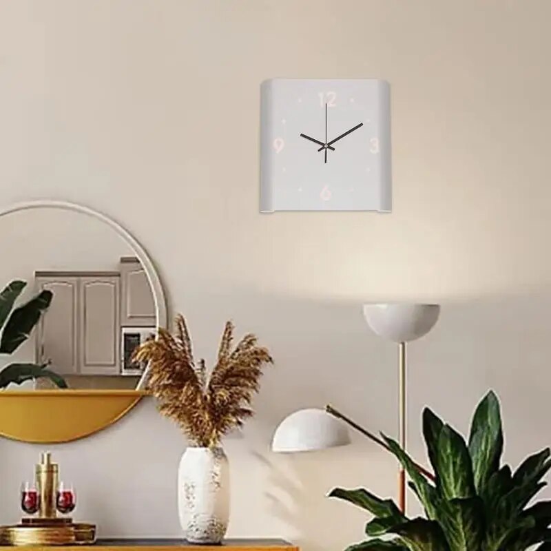 Kvadratisk dobbeltsidig veggur | Minimalistisk, opplyst design