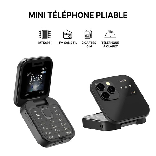 Sammenleggbar klaffetelefon Dual SIM | 1,77" skjerm | 1000 mAh | Micro-USB