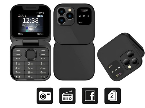 Sammenleggbar klaffetelefon Dual SIM | 1,77" skjerm | 1000 mAh | Micro-USB
