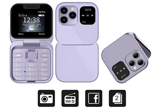 Sammenleggbar klaffetelefon Dual SIM | 1,77" skjerm | 1000 mAh | Micro-USB