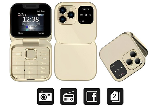 Sammenleggbar klaffetelefon Dual SIM | 1,77" skjerm | 1000 mAh | Micro-USB