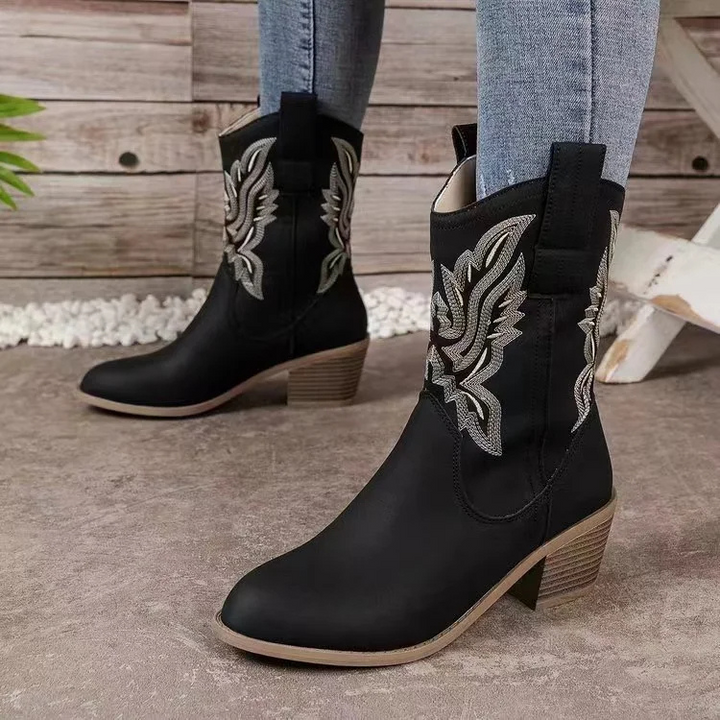 Premium Vegan Lær Vestlige Cowboy Støvler