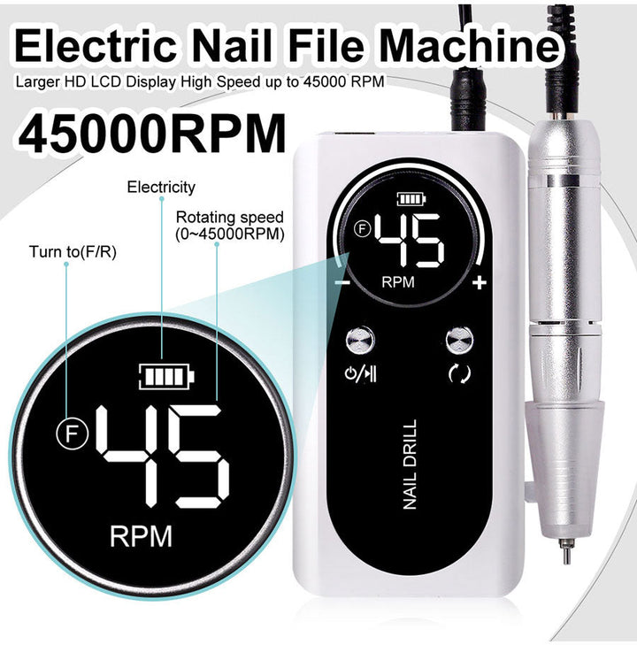 45 000RPM Oppladbar Elektrisk Negleboremaskin