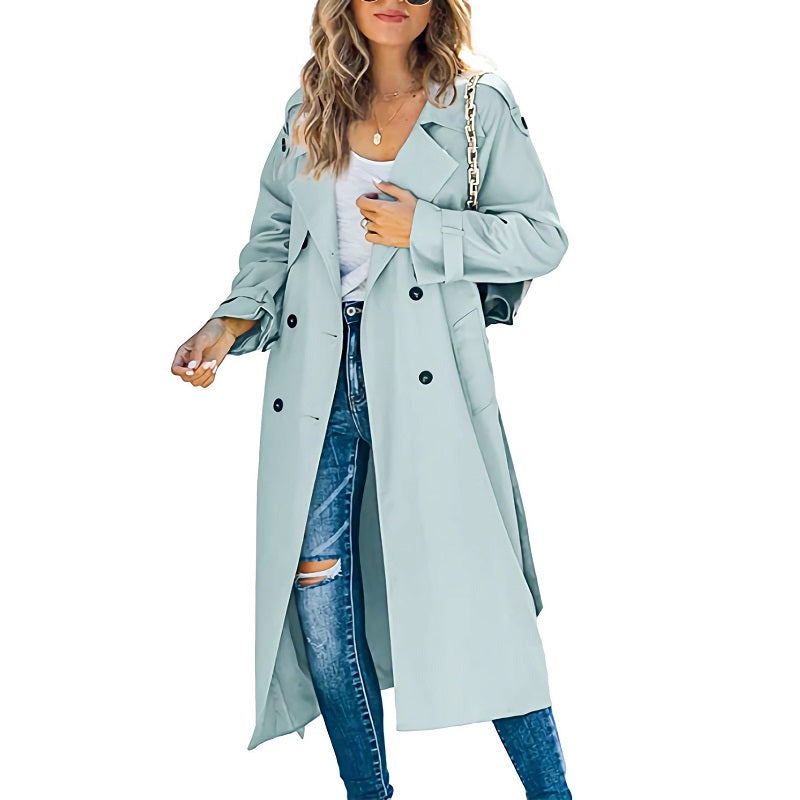 Kvinners Lang Trench Coat Tidløs & Funksjonell