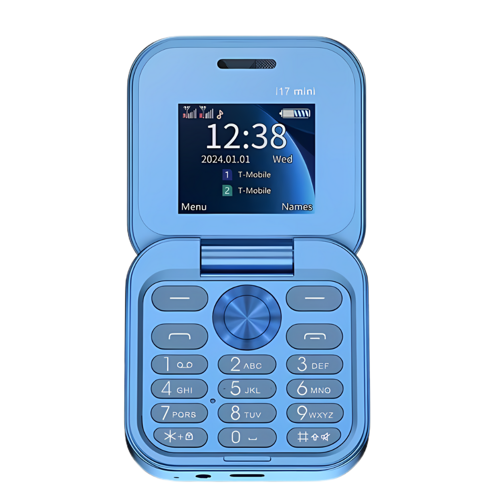 Liten sammenleggbar mobiltelefon med dobbel SIM
