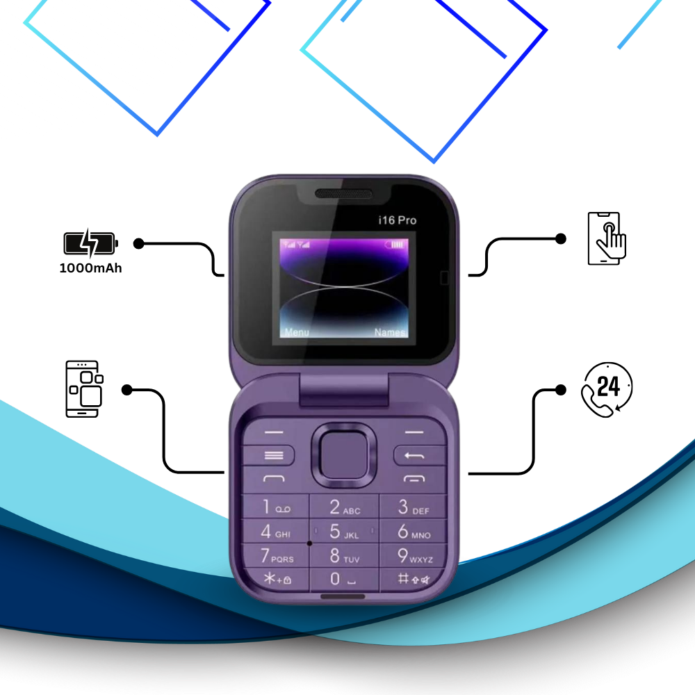 Liten sammenleggbar mobiltelefon med dobbel SIM