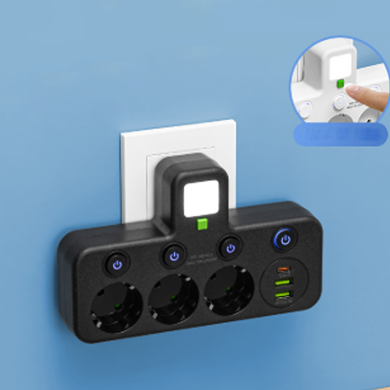 Stikkontaktlist med USB og brytere | Flerveis stikkontakt med overspenningsvern 2500 W