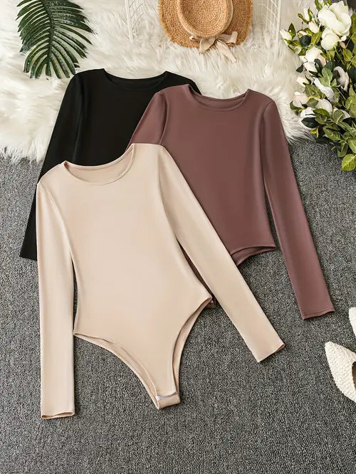 3-Pakke Casual Langermede Bodysuits for Kvinner