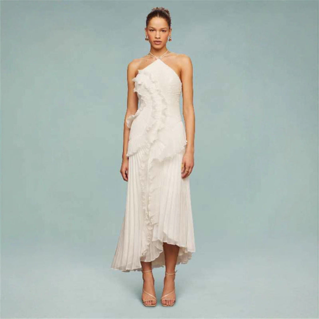 Womens New Fashion Strapless Sexy Backless Slit Tassel Elegant Dress