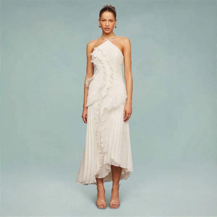 Womens New Fashion Strapless Sexy Backless Slit Tassel Elegant Dress
