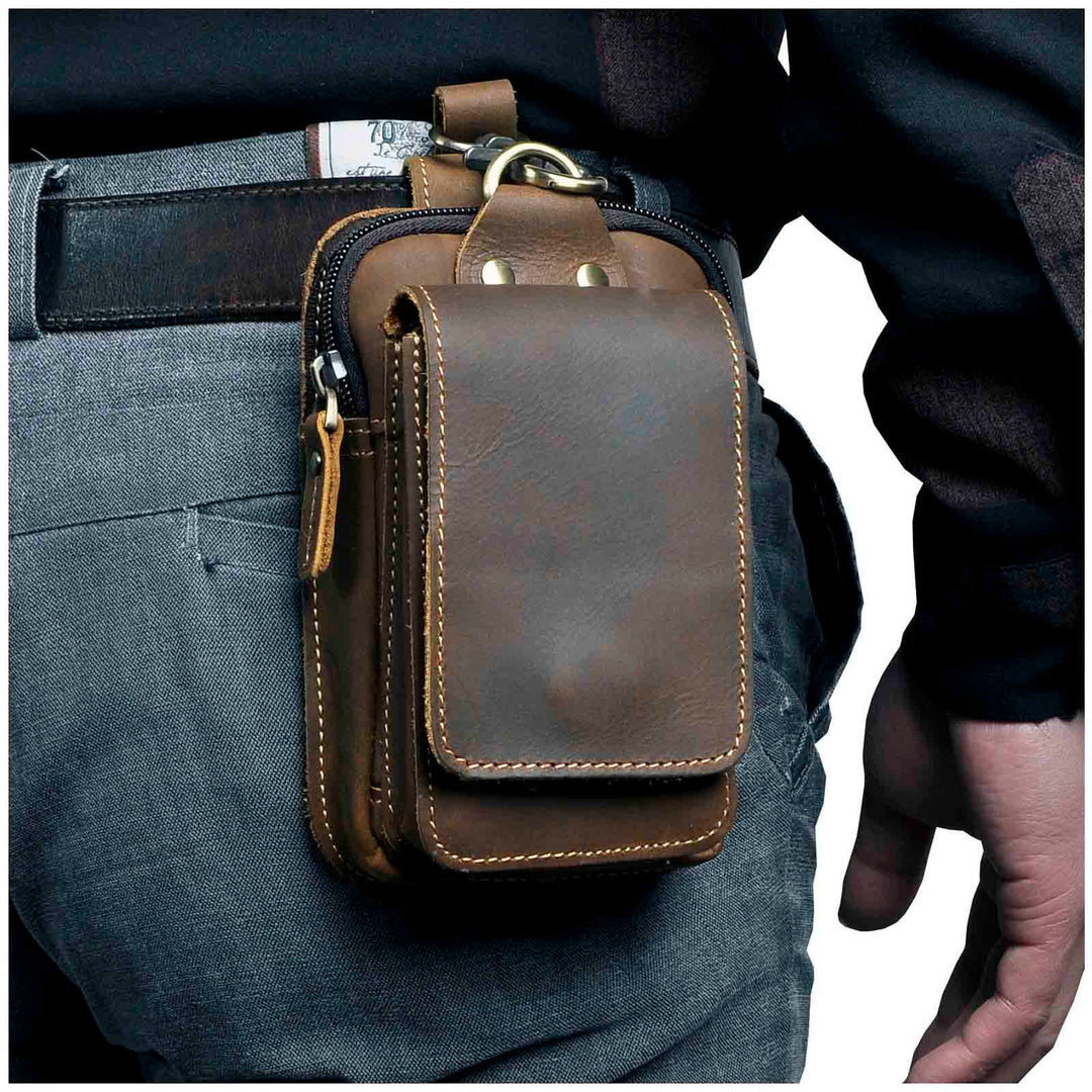 Hoftebag i ekte skinn for menn