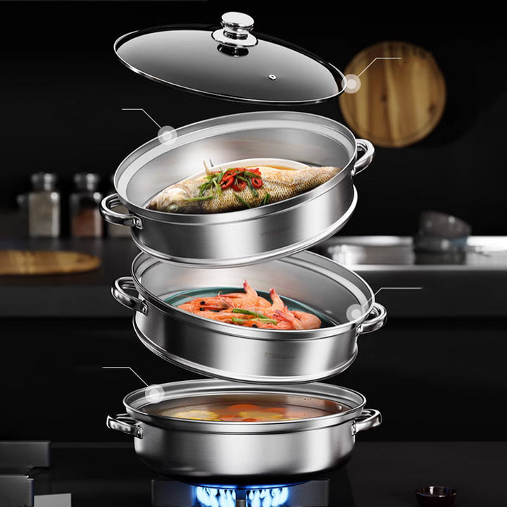 Dampkoker med 3 etasjer – NutriSteam