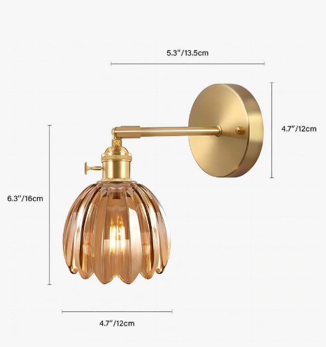 Retro vegglampe | Tulipandesign i glass | Elegant belysning