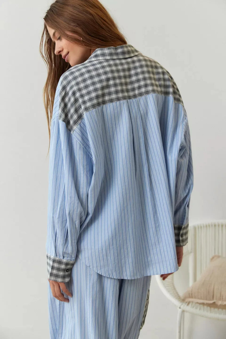 Dame Pyjamassett med Knappedetalj og Bukse med Snøring