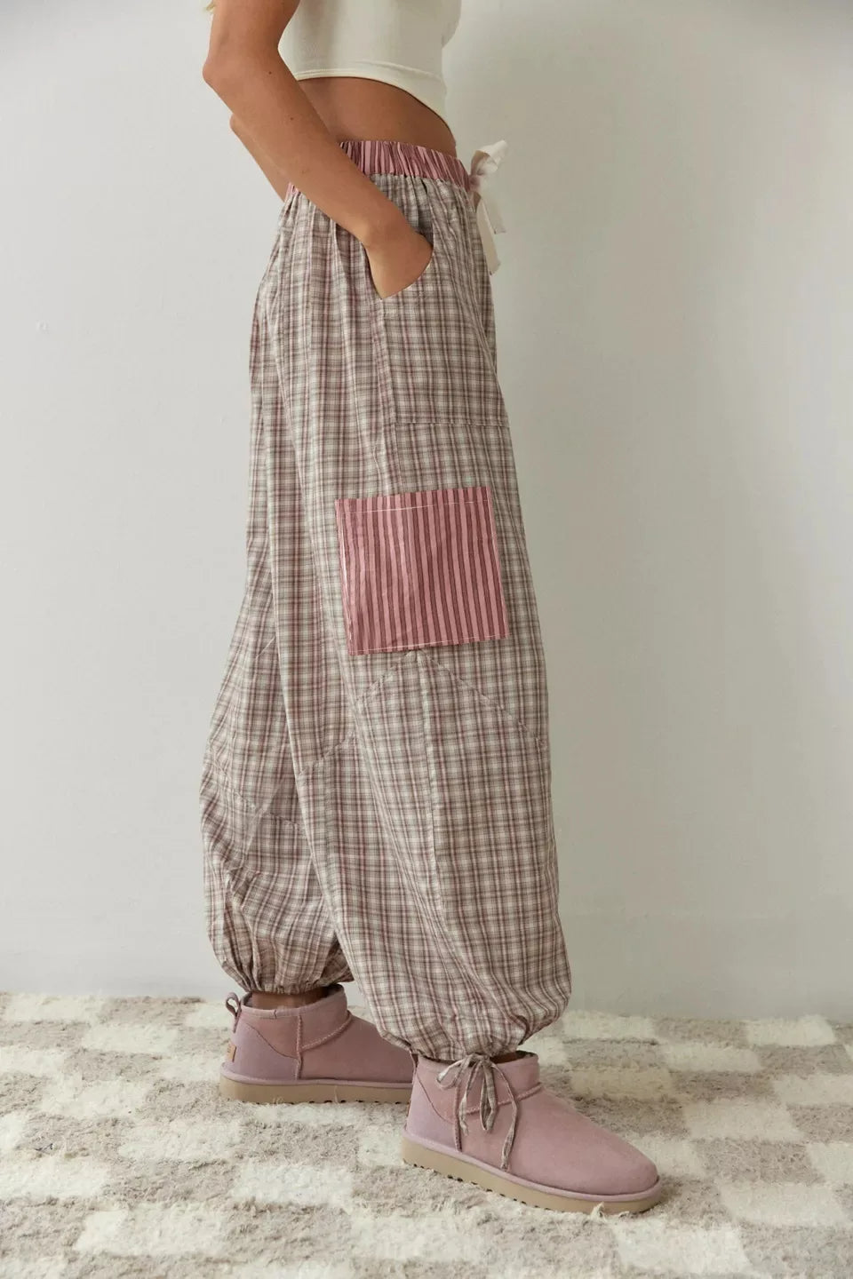 Dame Pyjamassett med Knappedetalj og Bukse med Snøring