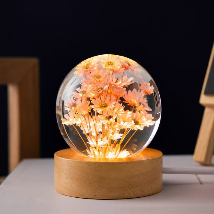 Krystallkule-lampe med evige blomster – Lumora