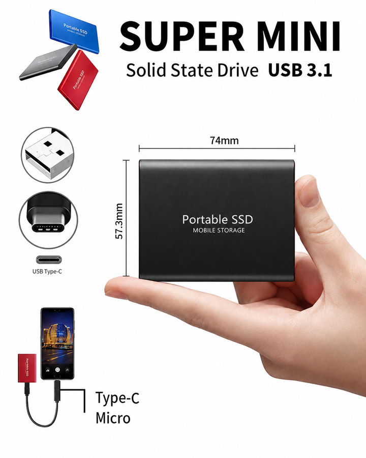 Bærbar 128 TB SSD for kreative og profesjonelle