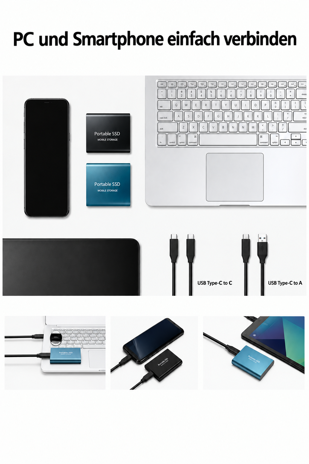 Ekstern SSD 128 TB med USB-C og USB 3.1
