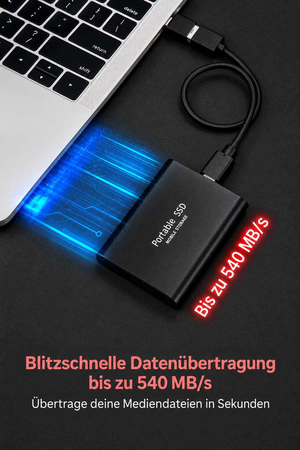 Ekstern SSD 128 TB med USB-C og USB 3.1