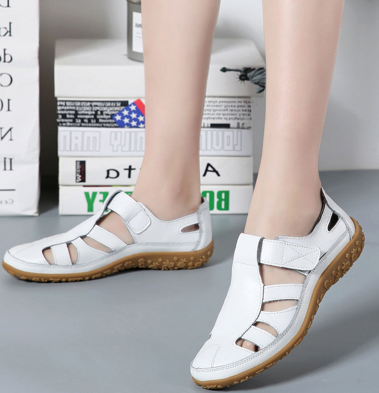 Handmade Vintage Leather Sandals Comfortable Soft Sole Mom Shoes