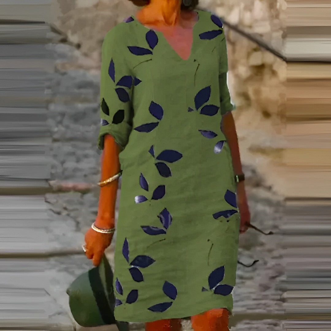 Mavis – Kvinners Bladtrykk Sommerkjole | Enkelt Eleganse