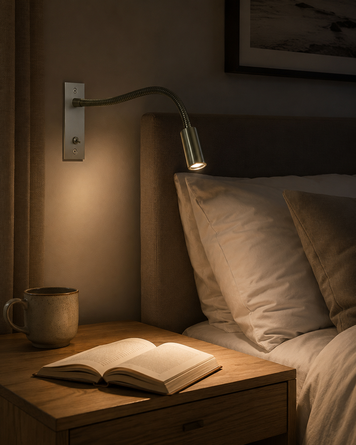 Fleksibel vegglampe med svanehals – justerbar, moderne leselampe til seng og sofa