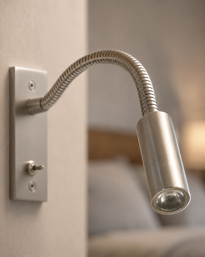 Fleksibel vegglampe med svanehals – justerbar, moderne leselampe til seng og sofa