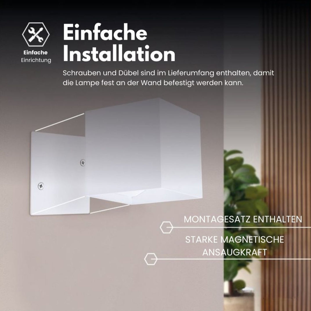 Trådløs Vegglampe for Innendørs og Utendørs Bruk | LED-lampe med Batteri og Sensor | GlowCube