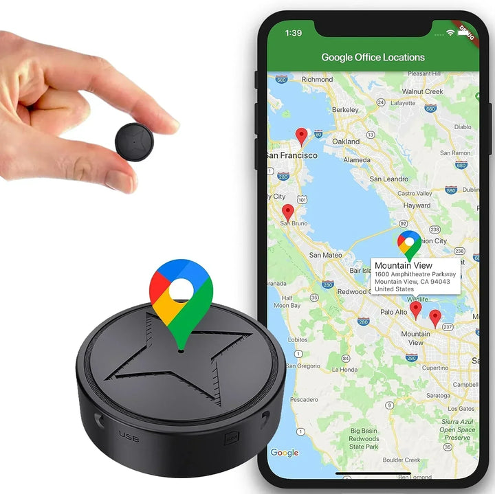 Kompakt Magnetisk GPS-Sporer – Sanntidssporing for Kjøretøy, Kjæledyr og Verdisaker – USB-Oppladbar
