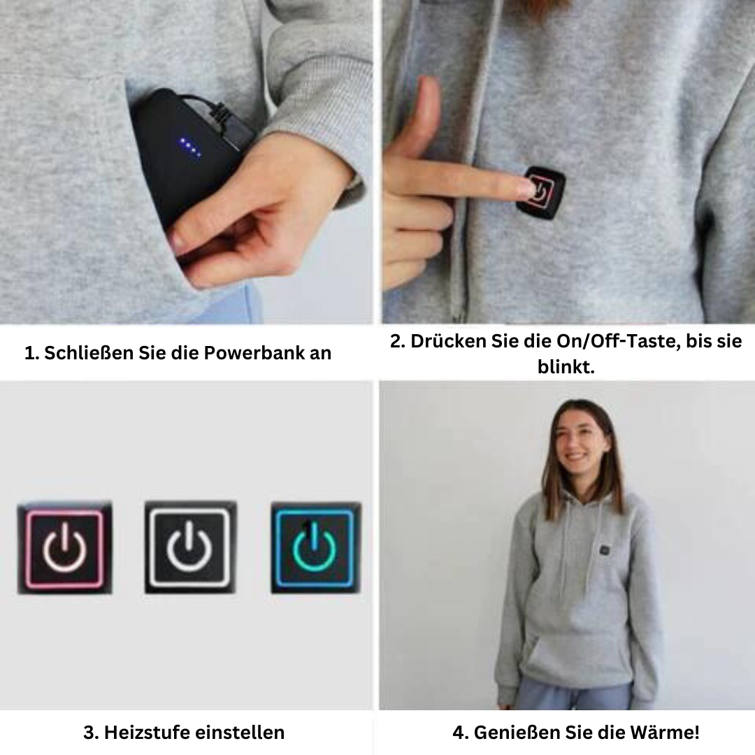 Oppvarmet unisex vinter-hettegenser - ThermaHoodie