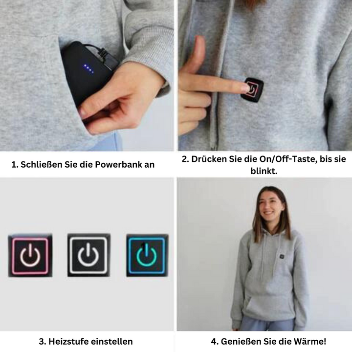 Oppvarmet unisex vinter-hettegenser - ThermaHoodie