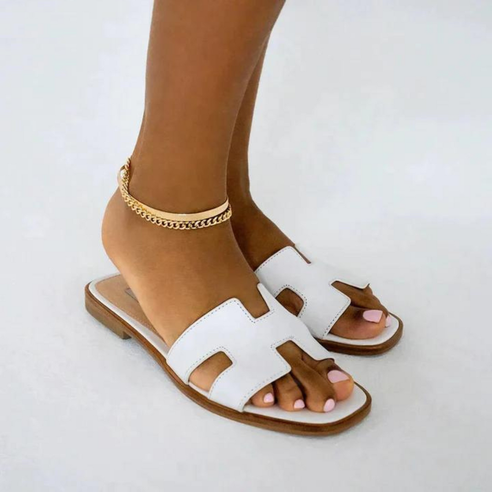 Dame-sandaler med H-profil i vegansk skinn - Komfortable og elegante
