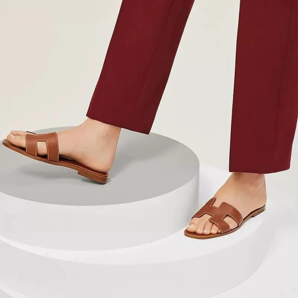 Dame-sandaler med H-profil i vegansk skinn - Komfortable og elegante
