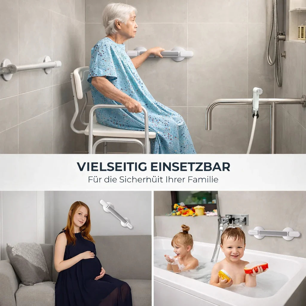 Støttehåndtak for dusj, badekar eller toalett | Sugekopphåndtak for eldre uten boring | SeniGrip