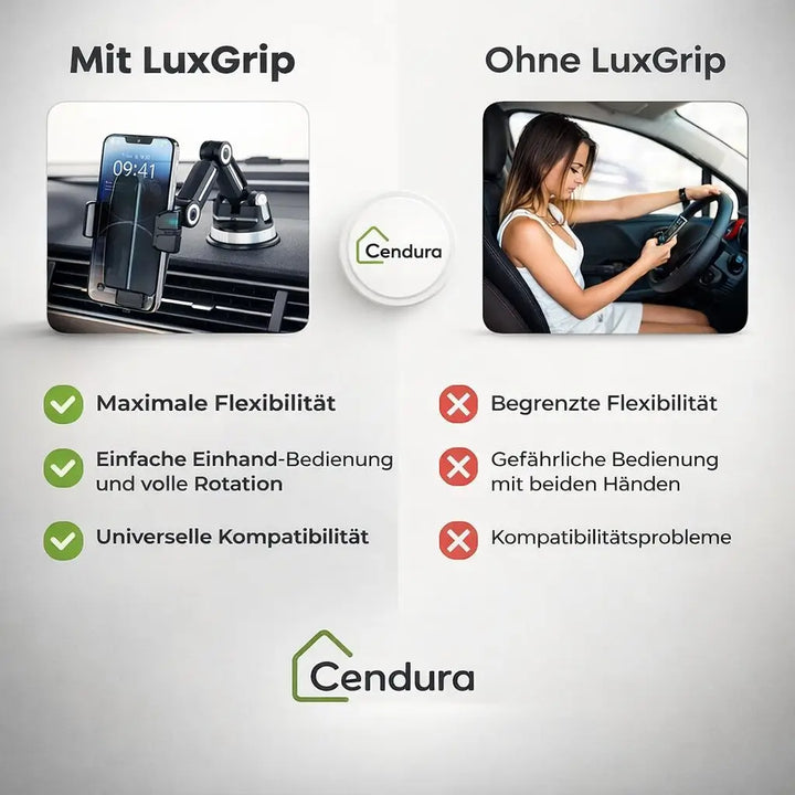 Smarttelefonholder for bil | Smarttelefonholder med sugekopp og 360° rotasjon | LuxGrip
