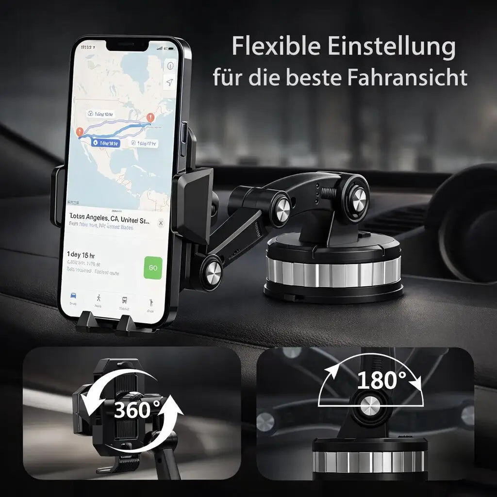 Smarttelefonholder for bil | Smarttelefonholder med sugekopp og 360° rotasjon | LuxGrip