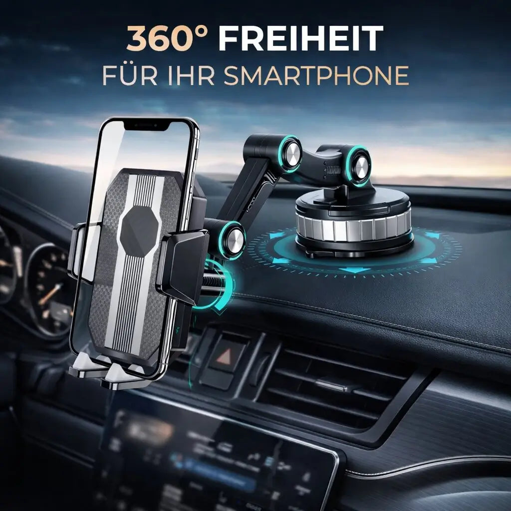 Smarttelefonholder for bil | Smarttelefonholder med sugekopp og 360° rotasjon | LuxGrip