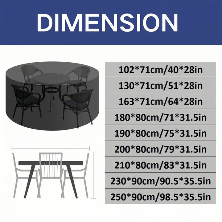 Robust trekk til runde terrassemøbler med ventilasjonsåpning