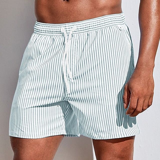 Stripete badeshorts for menn med snøre i linningen
