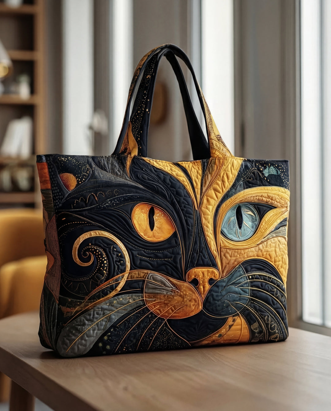 Vattert kattebag med glidelås og lommer – bomull-polyester-blanding