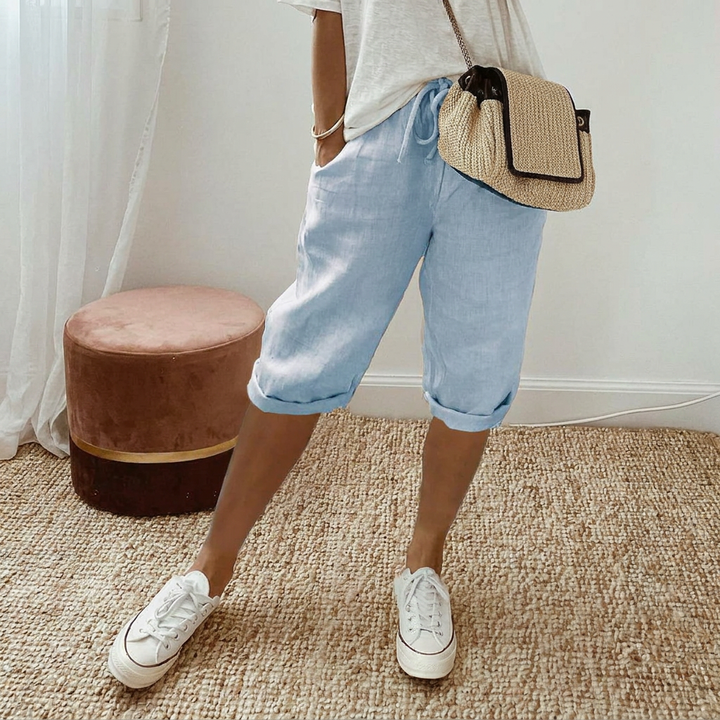 Casual Dame Shorts i Bomuld og Hør