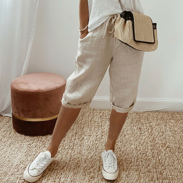 Casual Dame Shorts i Bomuld og Hør