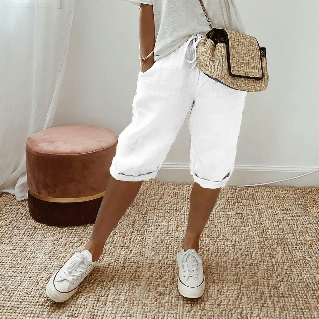 Casual Dame Shorts i Bomuld og Hør