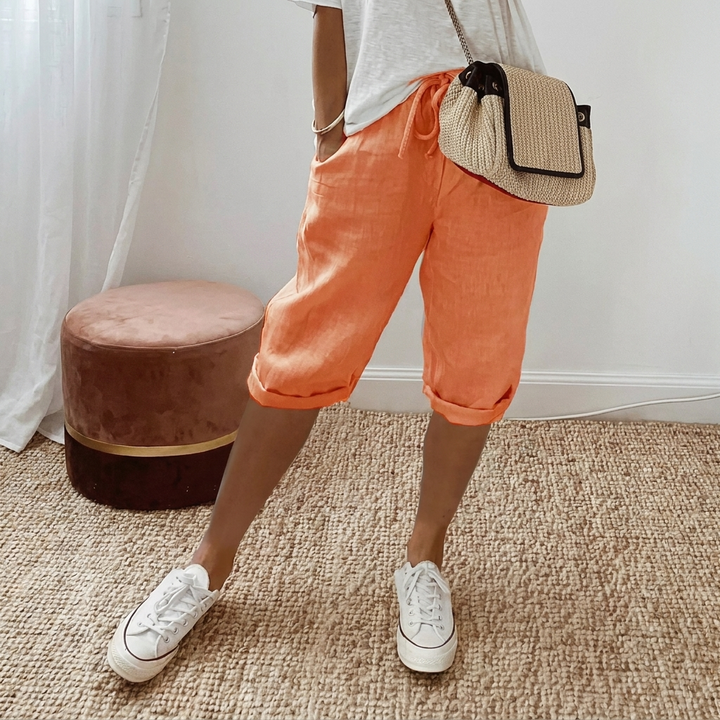 Casual Dame Shorts i Bomuld og Hør