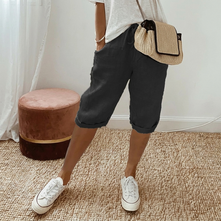 Casual Dame Shorts i Bomuld og Hør