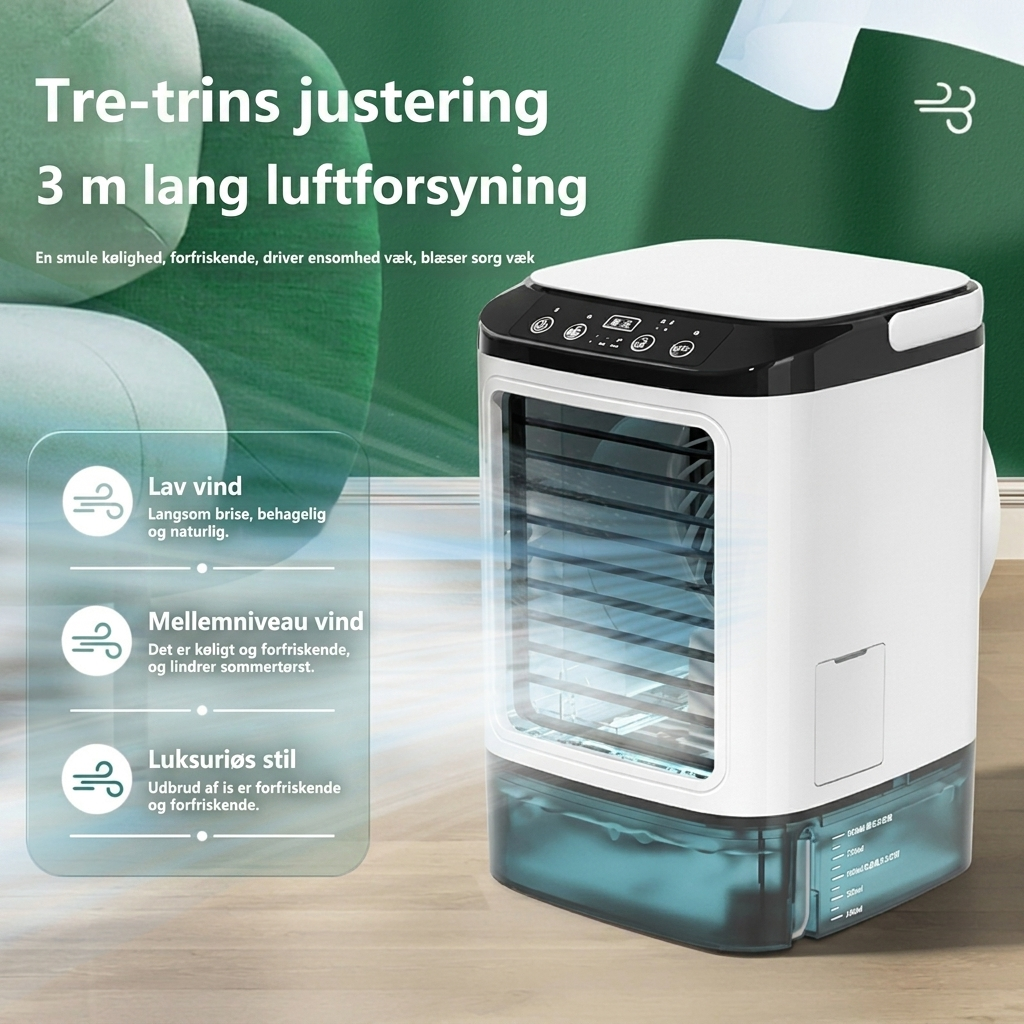 Skrivebord Mini Luftkjøler med Vandtåge og Justerbar Kjøling